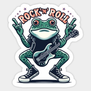Rock N Roll Frog Sticker